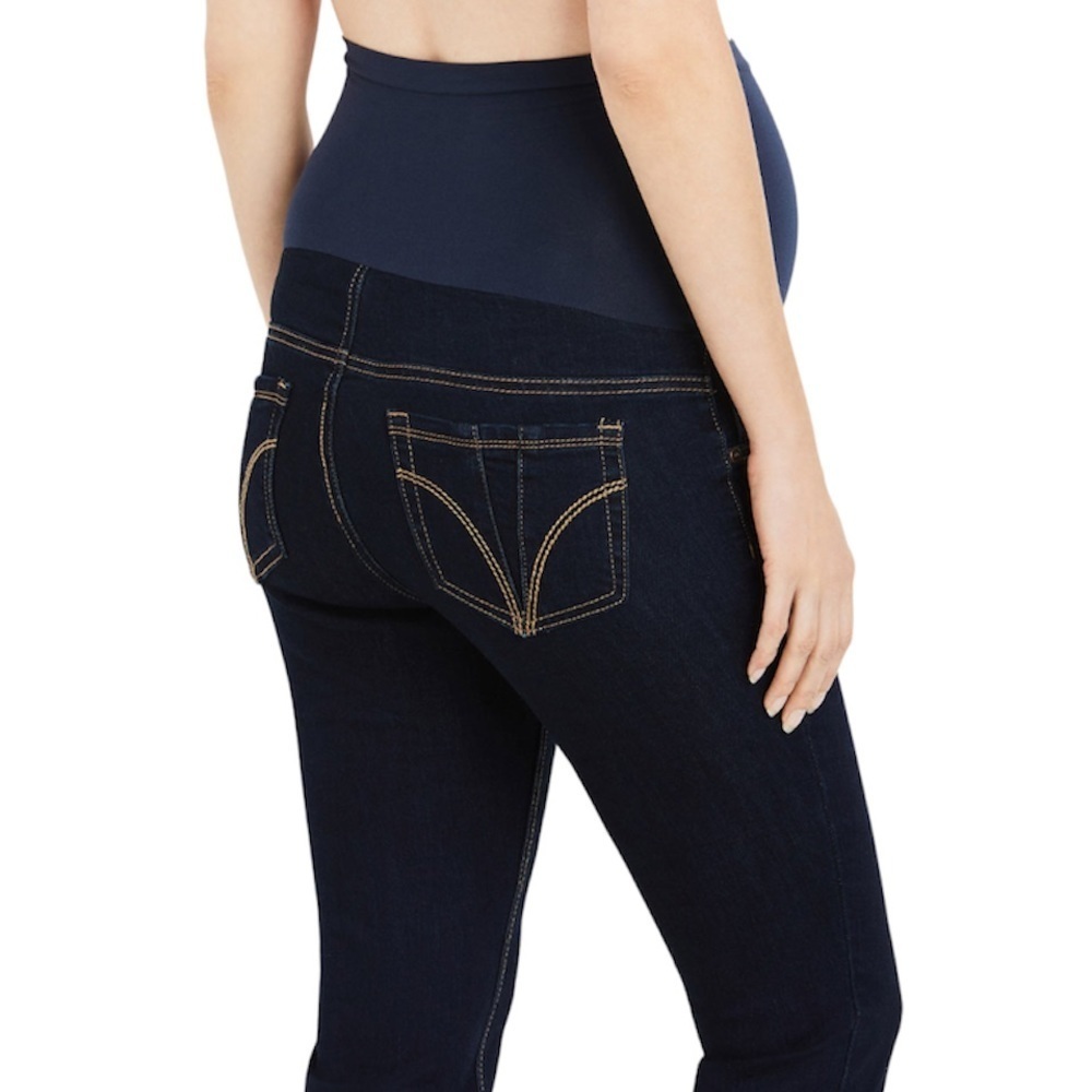Indigo Blue Maternity Secret Fit Belly Jeans Size SP Skinny Leg Dark Wash Blue - Picture 4 of 14